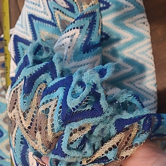 Minuet Blue Chevron Crochet Lace Maxi Dress size S - Picture 9 of 9